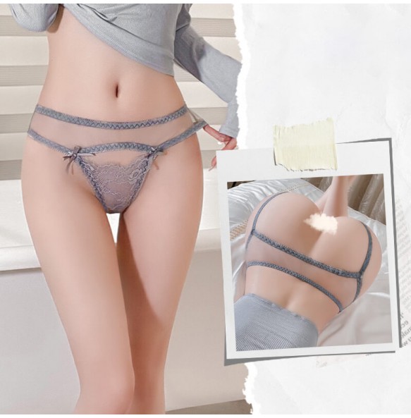 FEE ET MOI - Sexy Lace Open-Crotch Panties (Gray)